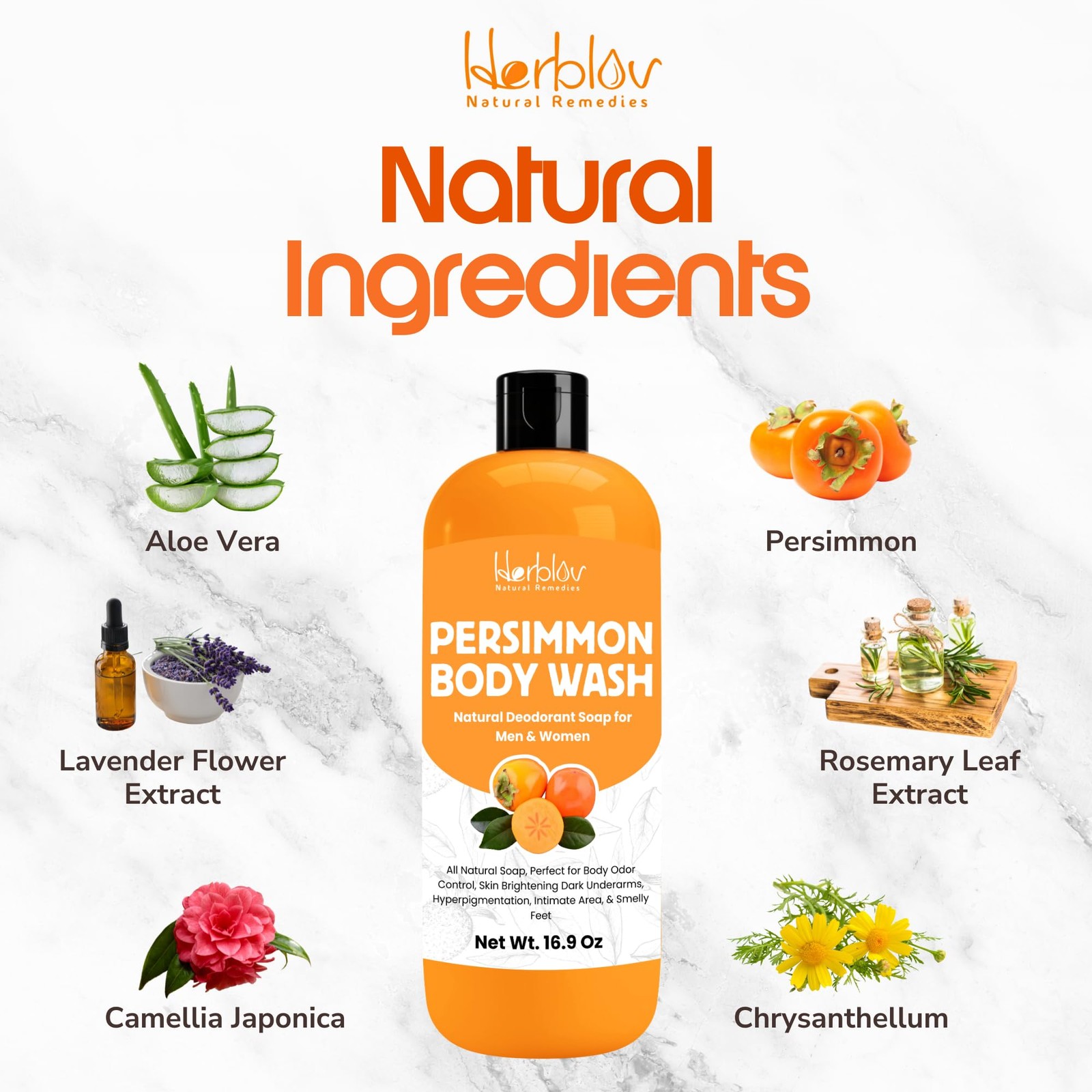 Persimmon Body Wash Odor Control Purifying Deodorizing Soap Underarms Feet Bikin