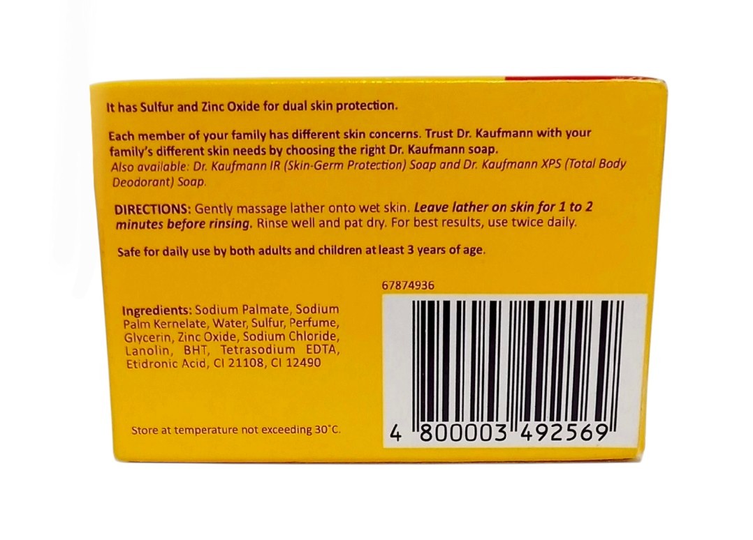 4X- Dr. Kaufmann Sulfur Soap, Dual Skin Protection, 4 – 2.8oz. Bars