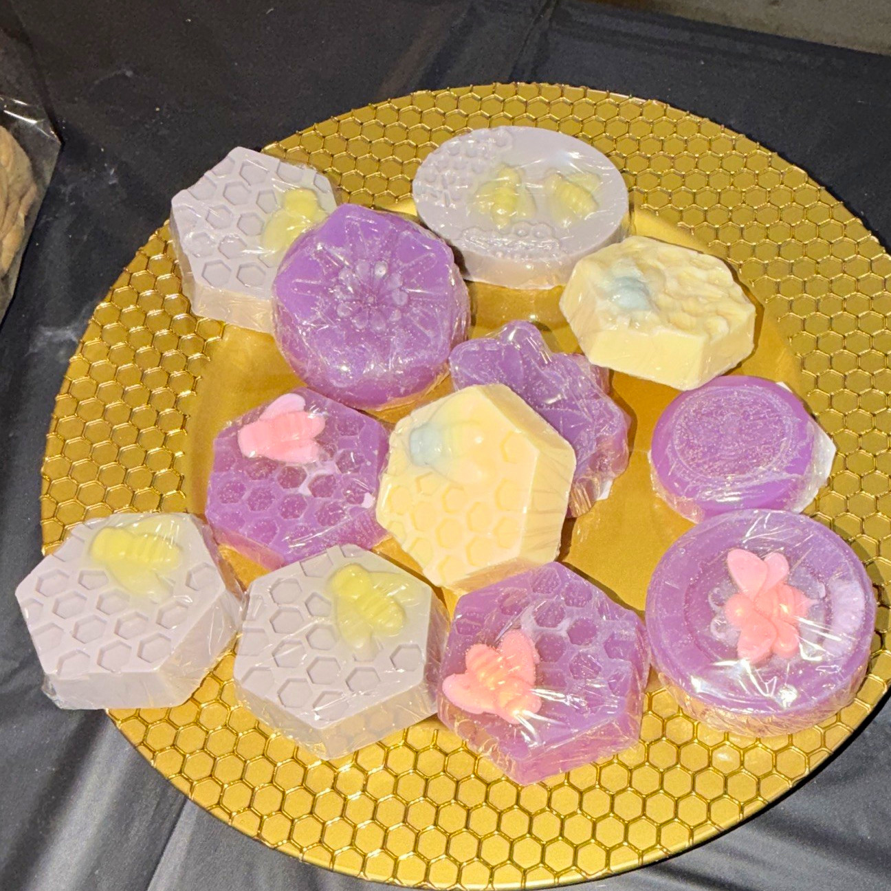 Handmade Honeycomb Assorted Soap Set Multipack Purple White Yellow Pink