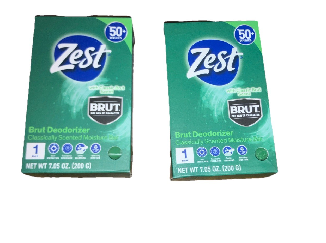 ZEST (2) 7.05 Oz. Bars 🟢BRUT🟢 Classic Scented Moisture Bar 🫧.