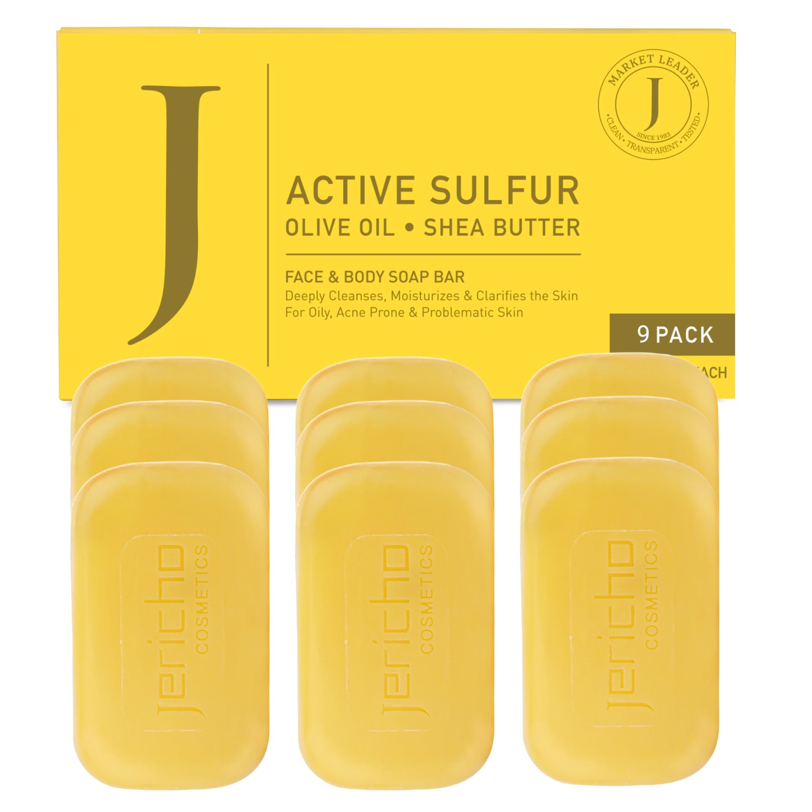 Jericho Dead Sea Sulfur Soap with Olive Oil – Helps 4.4 Ounce (Pack of 9)