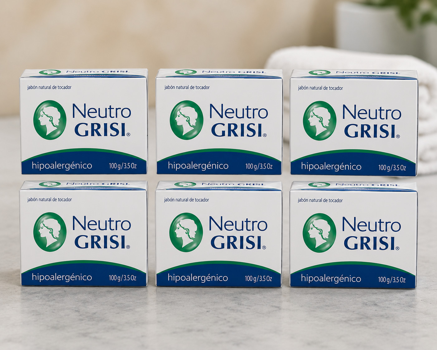 6 Pack Neutral Soap, Jabon Neutro, Grisi 3.5 Oz. X 6 Units