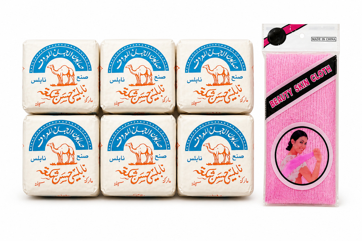 Nablus Olive Oil Soap 6 Bars Natural Handmade Palestine + FREE Exfoliating Cloth