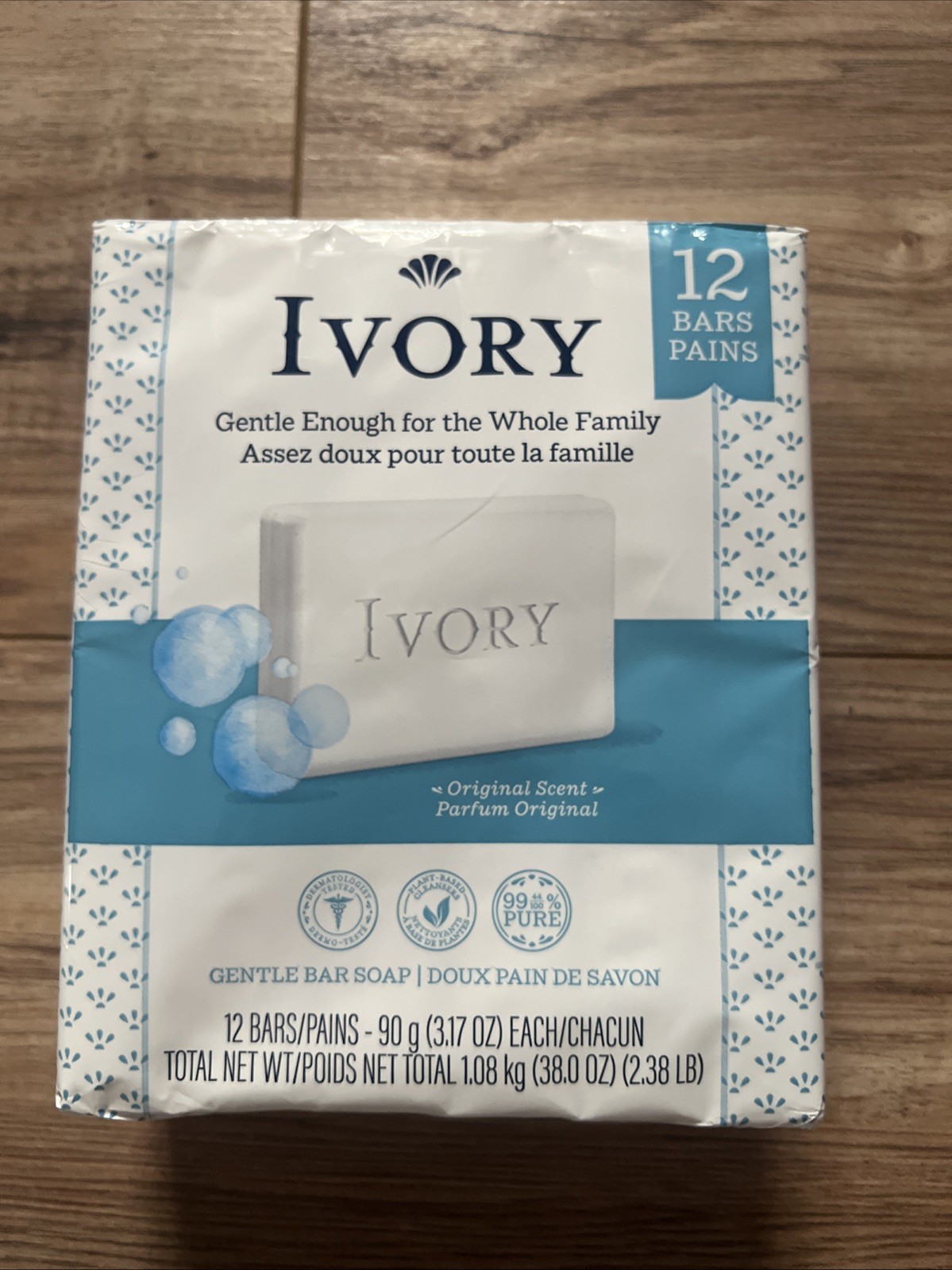 Ivory Gentle Bar Soap Original Scent 12 Bar Multipack Plant-Based 3.17 oz each