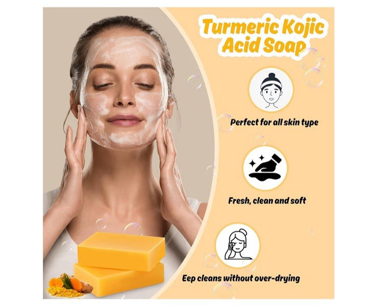 3PACK Kojic Acid Soap for Dark Spots Whitening Turmeric Soap Skin Lightening