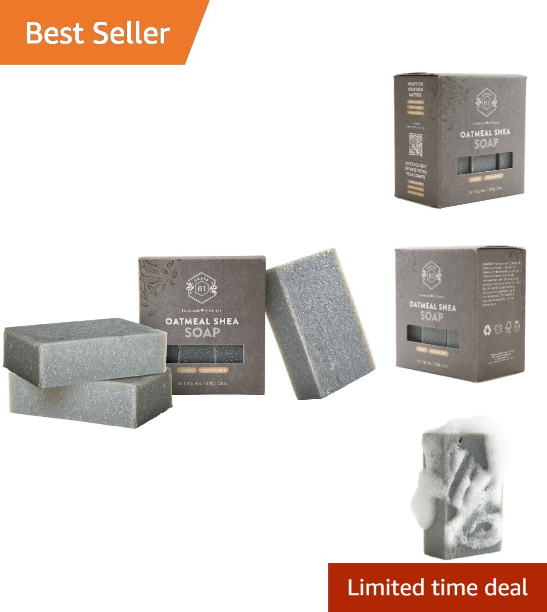 Crate 61 3-Pack Handmade Cold Process Organic Soaps – Unscented Oatmeal Shea …