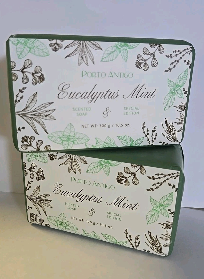 Porto Antigo Eucalyptus Mint Scented Bar Soap 10.5 Oz Each Lot Of 2