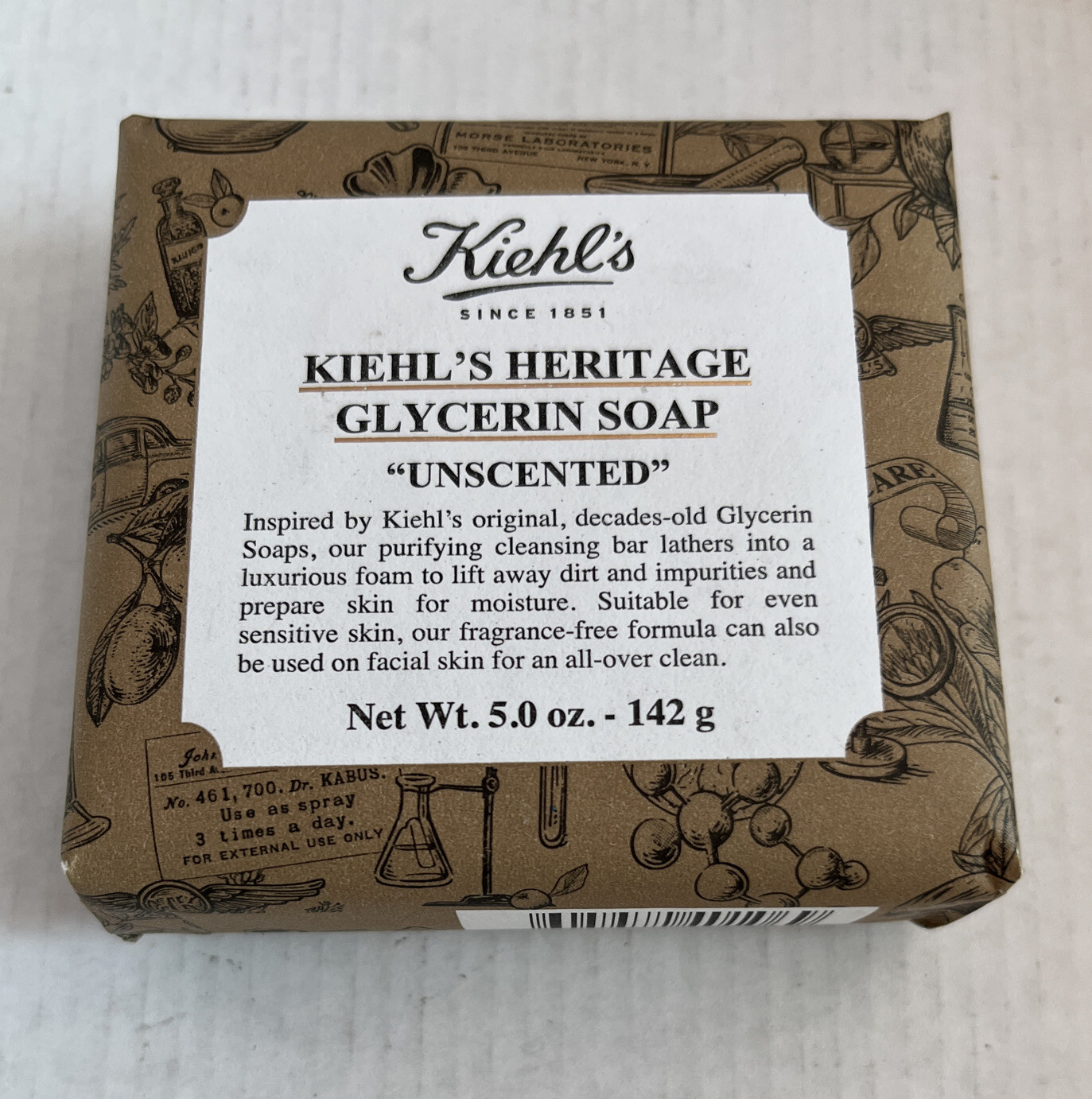 Kiehl’s Heritage Glycerin Soap Cleanser For face & body Unscented 5 oz / 142 g