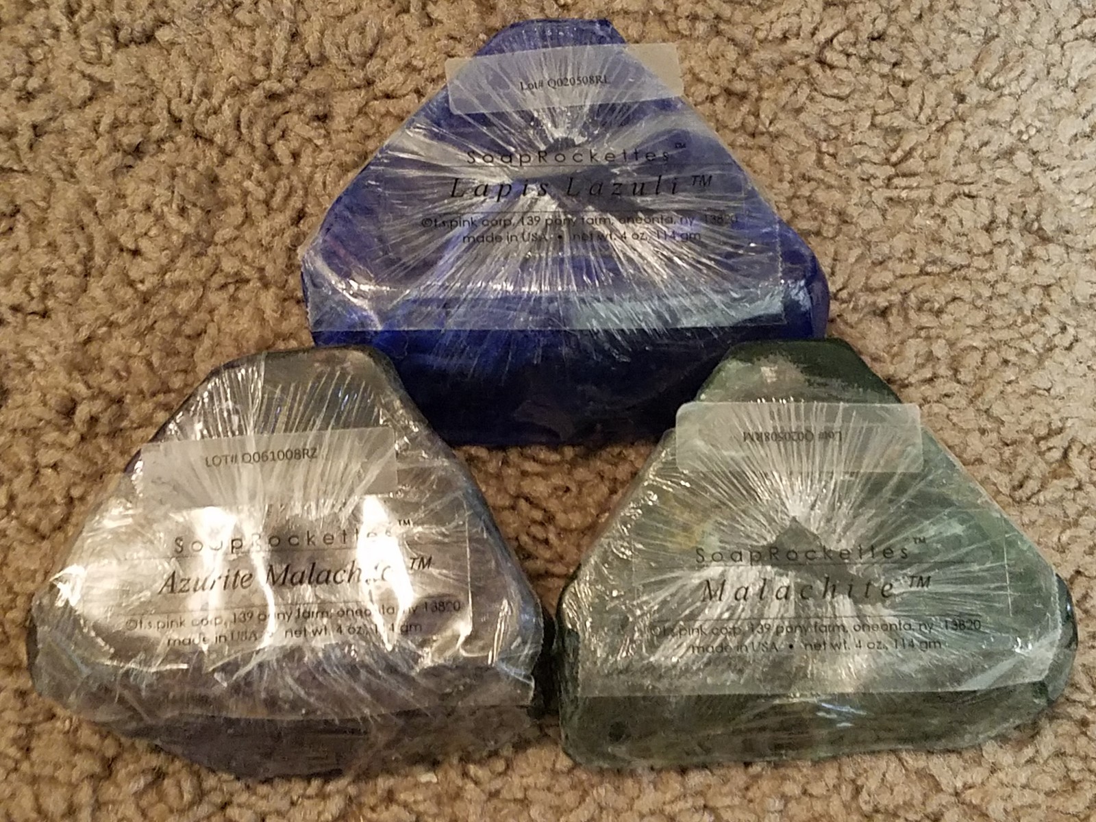 Soap Rockettes, 3 Decorative Soap, Azure Malachite, Malachite, Lapis Lazuli