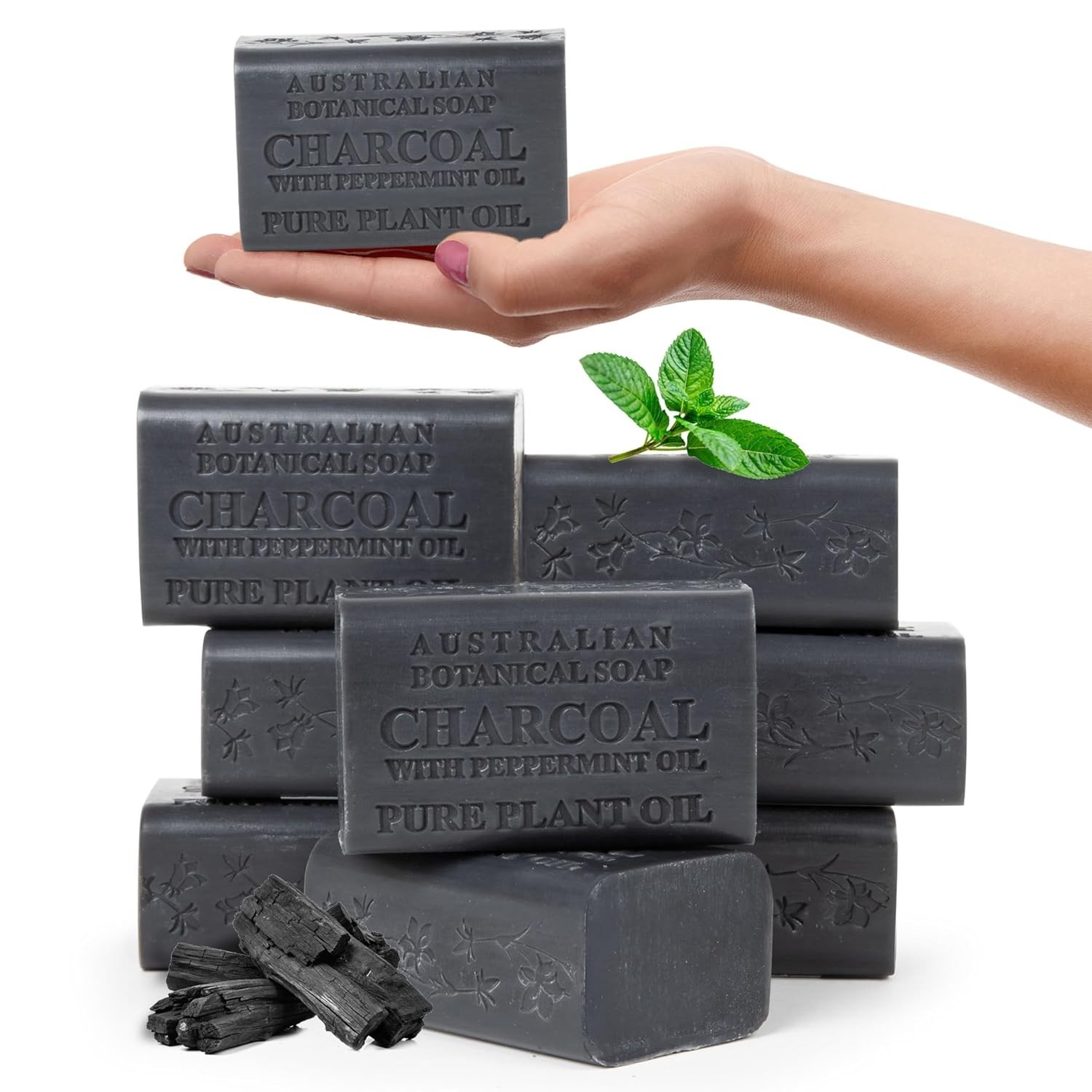 Australian Botanical Black Soap with Peppermint Oil – 8 Bars