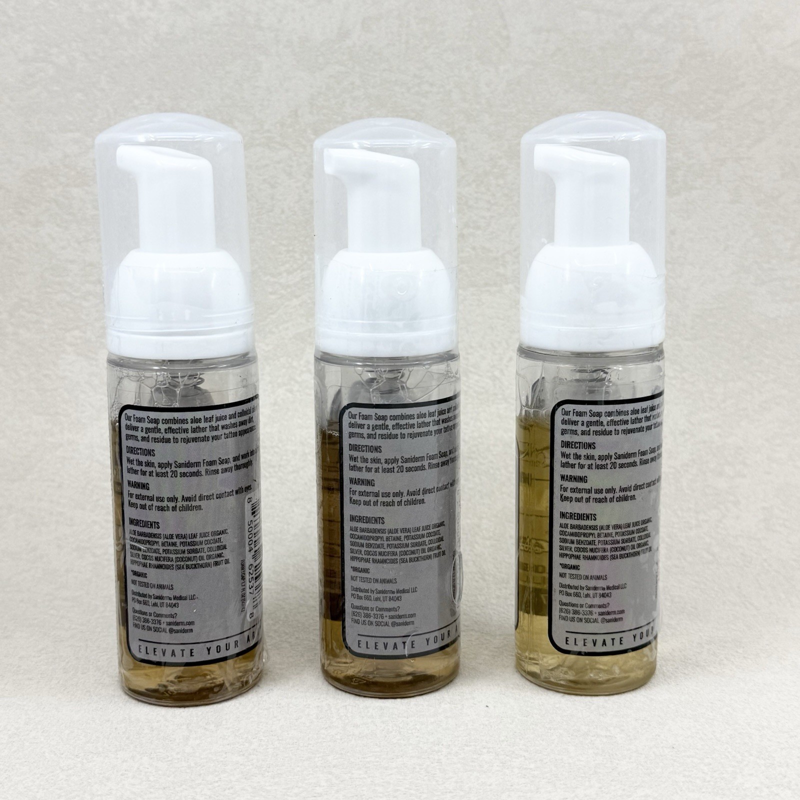 Saniderm Foaming Tattoo Soap (1.7oz Travel Size) 3 PACK Gentle Soap NEW