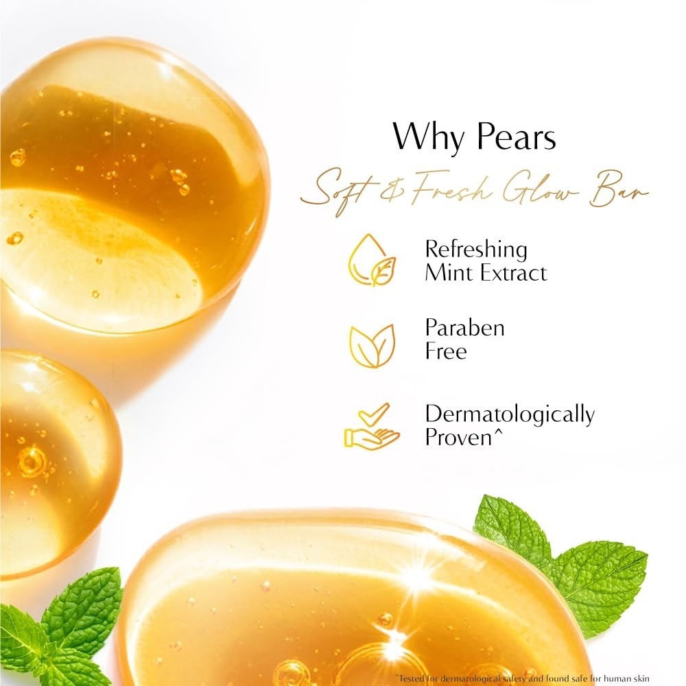 Pears Transparent Soap Bar 125g Pure & Gentle Amber Natural Oils Mint Lemon Pack