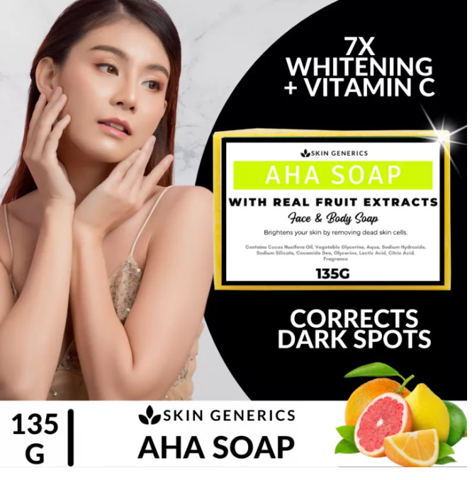 Skin Generics AHA with Real Fruit Extracts Whitening Face & Body Soap 135g