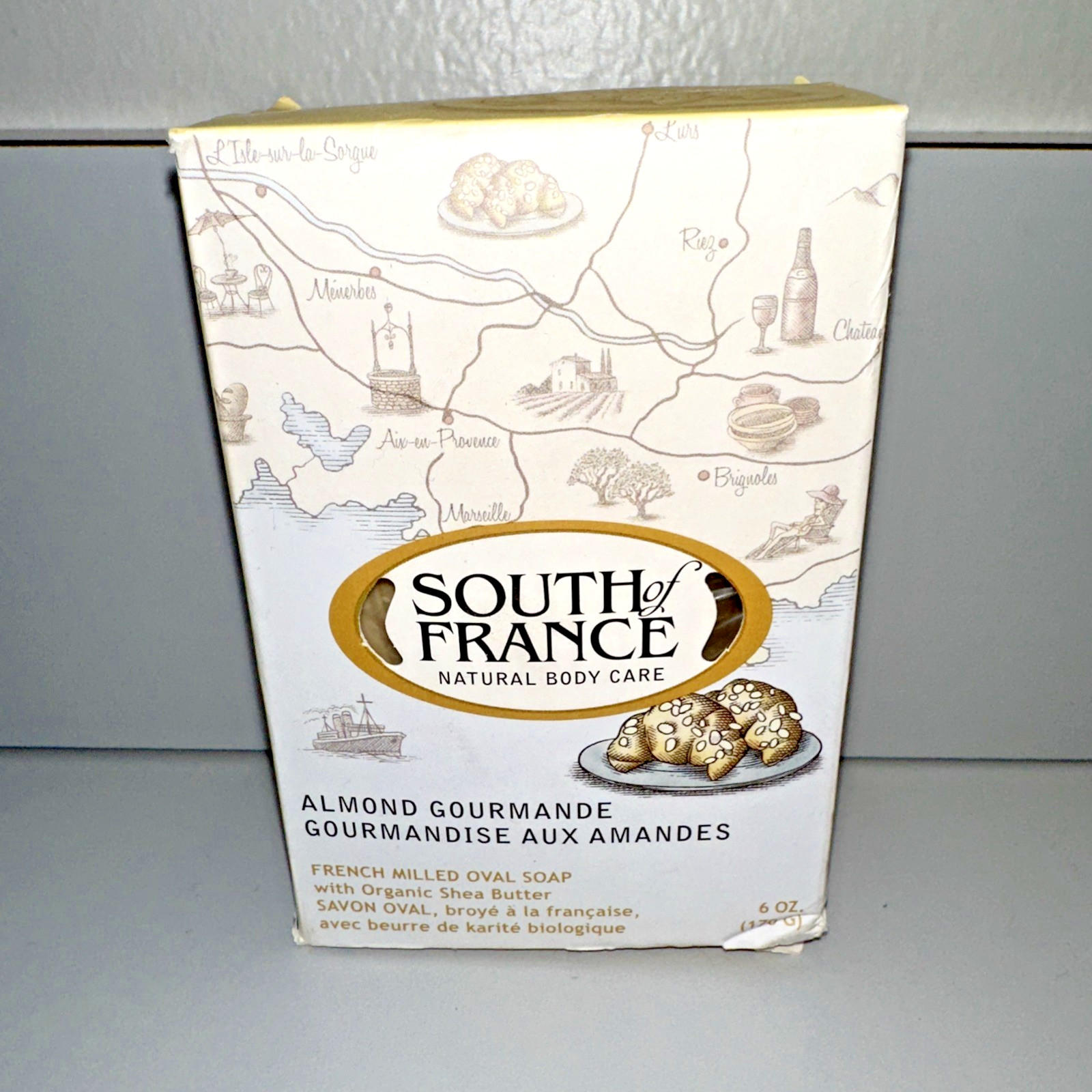 SOUTH OF FRANCE Almond Gourmande French Milled Oval Bar Soap 6 oz