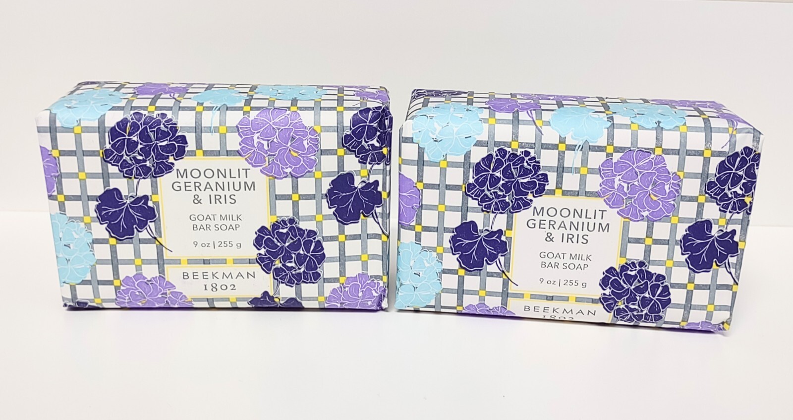 Beekman 1802 Goat Milk Bar Soap Set of 2 Moonlit Geranium & Iris Jumbo 9 oz each