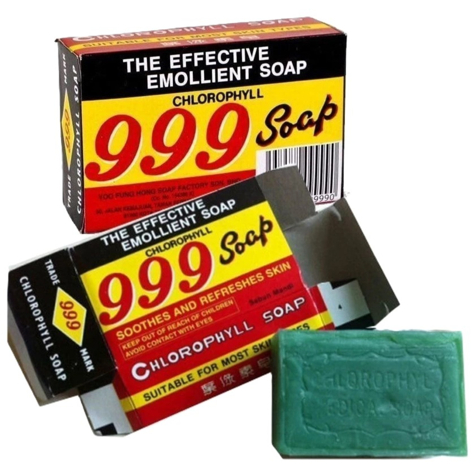 2pcs 999 Emollient Chlorophyll Soap 90g Herbal Cleansing Bar