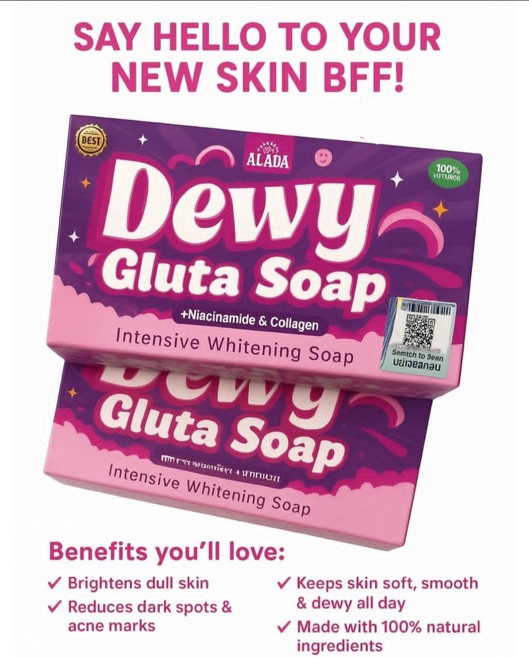 🆕️ ALADA Natural Dewy Gluta Soap 70g Intensive With Niacinamide & Collagen 💯✅