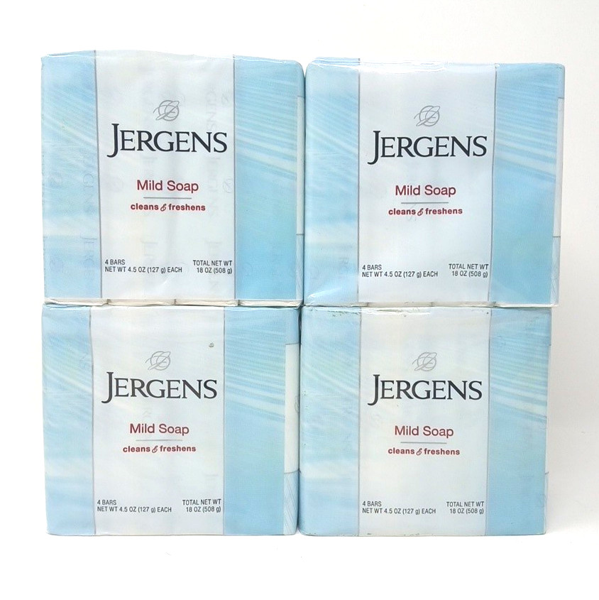 FREE SHIPPING! (4) Packages Jergens Mild Soap 4.5 Oz Each Bar TOTAL 16 Bars NEW