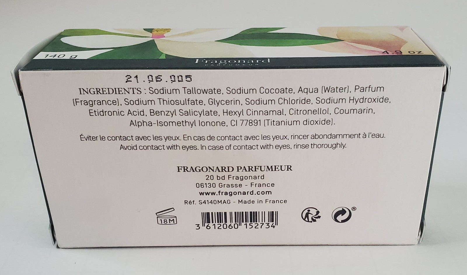 FRAGONARD Magnolia Perfume Soap 4.9 OZ Bath Body Scented Floral – New