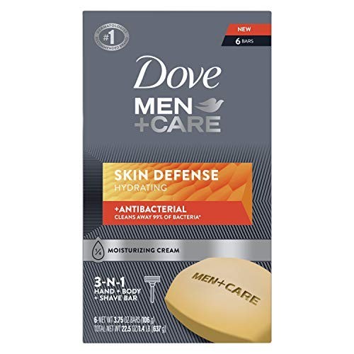 Men Soap Bar Antibacterial 6 Count 3.75 Oz Skin Defense Moisturizing Body Hand
