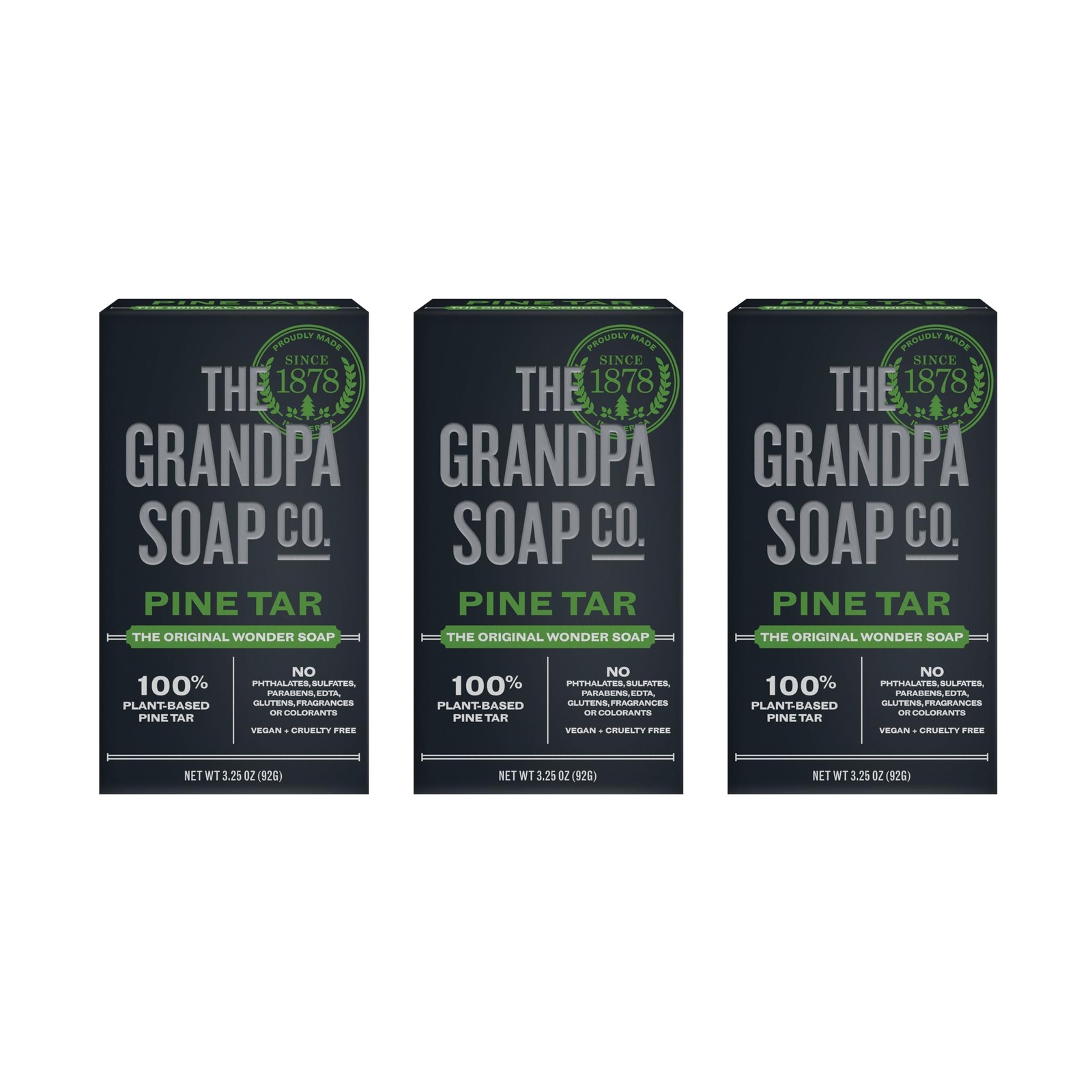 The Grandpa Soap Company Pine Tar Bar Soap for Men Made With Pine Tar Oil 3 Pack