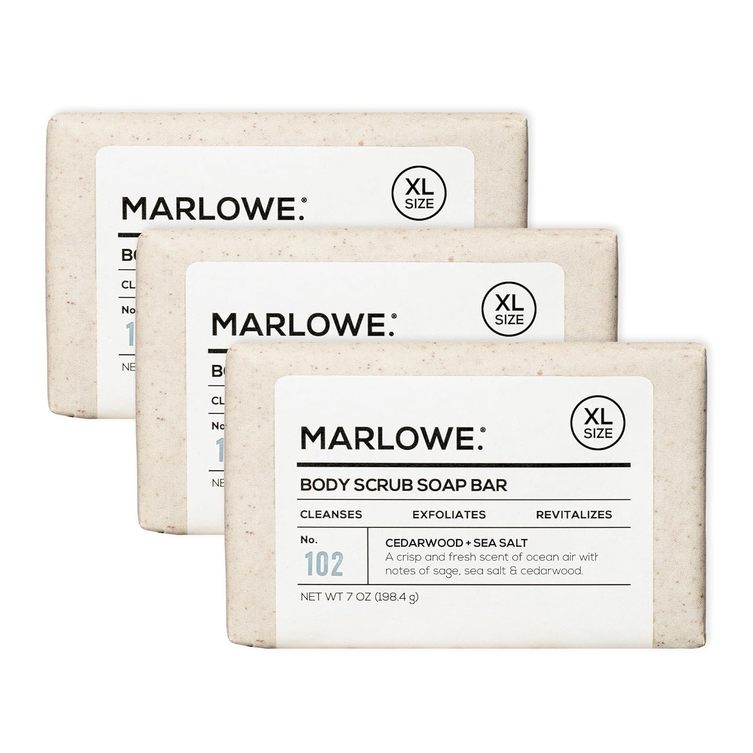 MARLOWE No. 102 Body Scrub Soap 7oz Exfoliating Bar