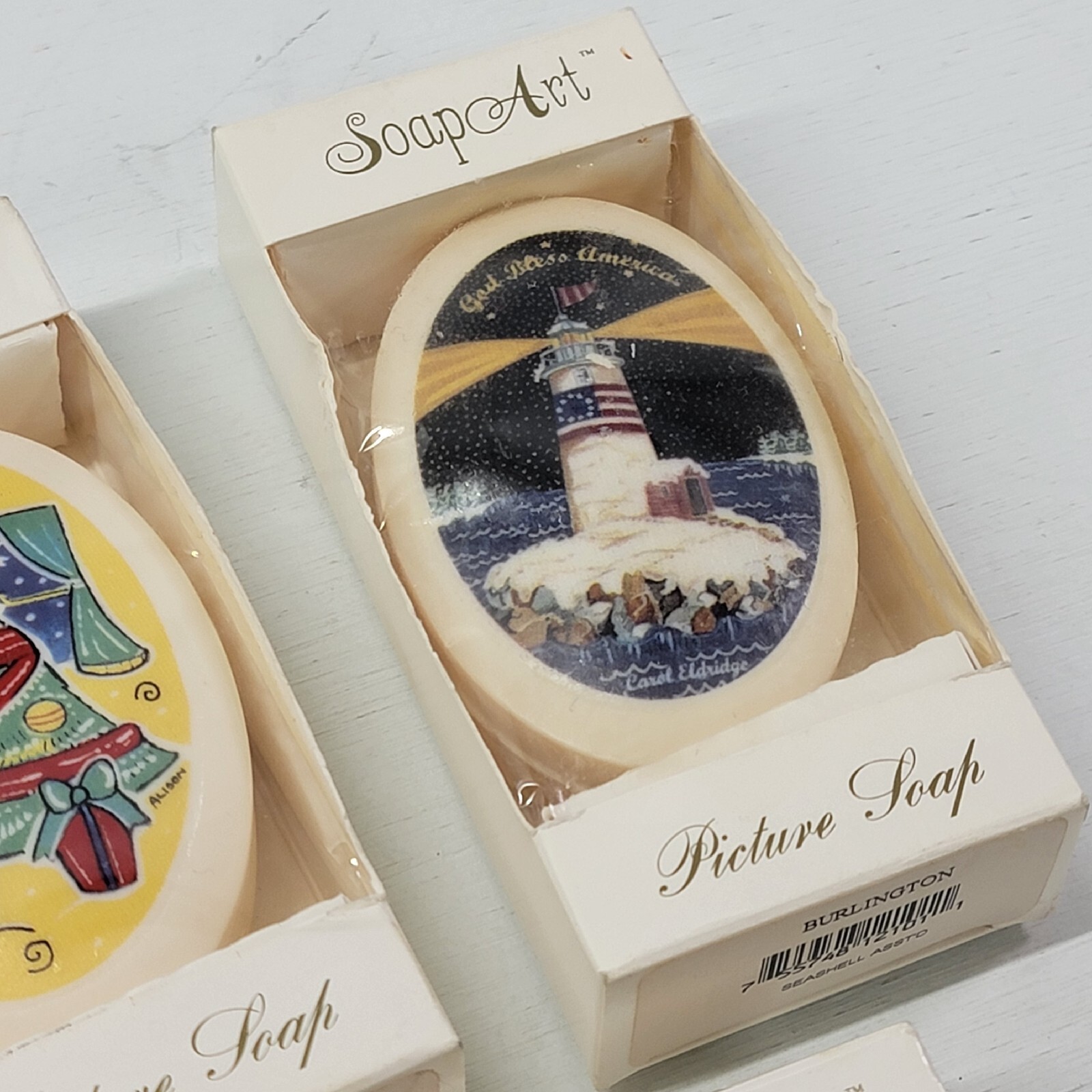 5 – Vintage Soap Art Picture Soap Christmas Theme Beach Lighthouse Decorative