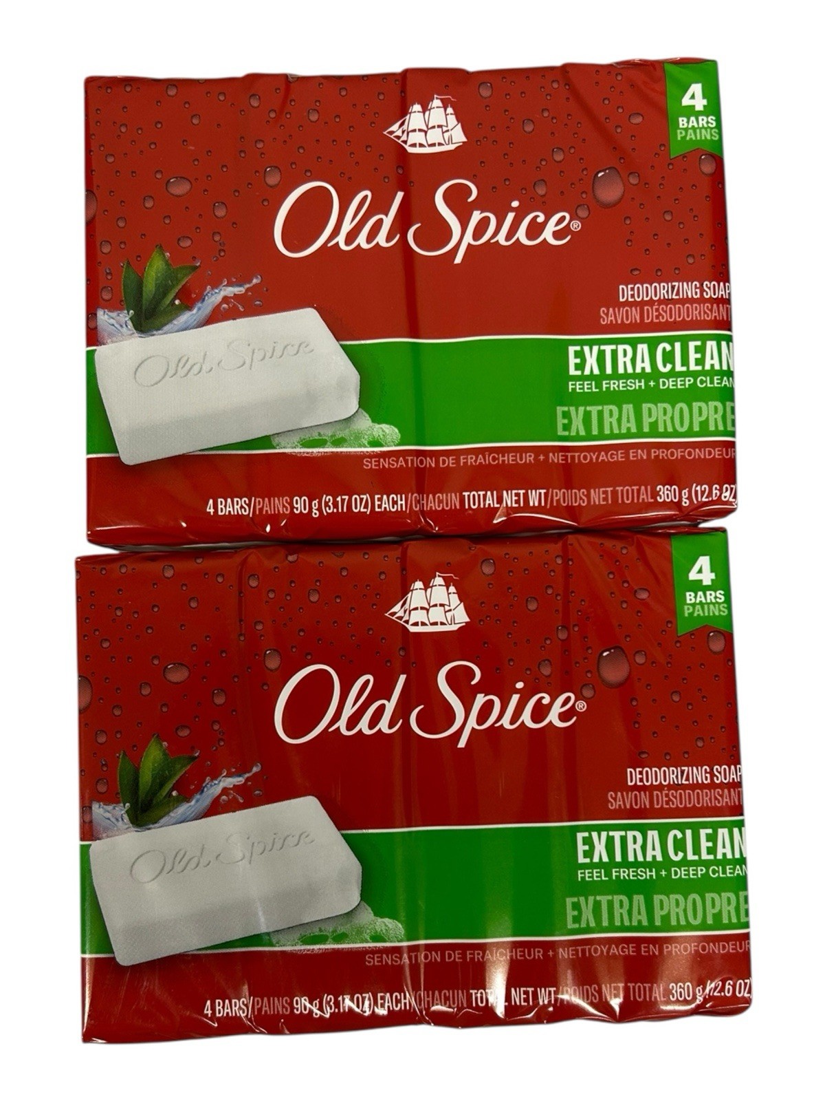 2 Packs of 4 bars each. Old Spice Deodorizing Bar Soap Extra Clean Fresh 3.17 oz