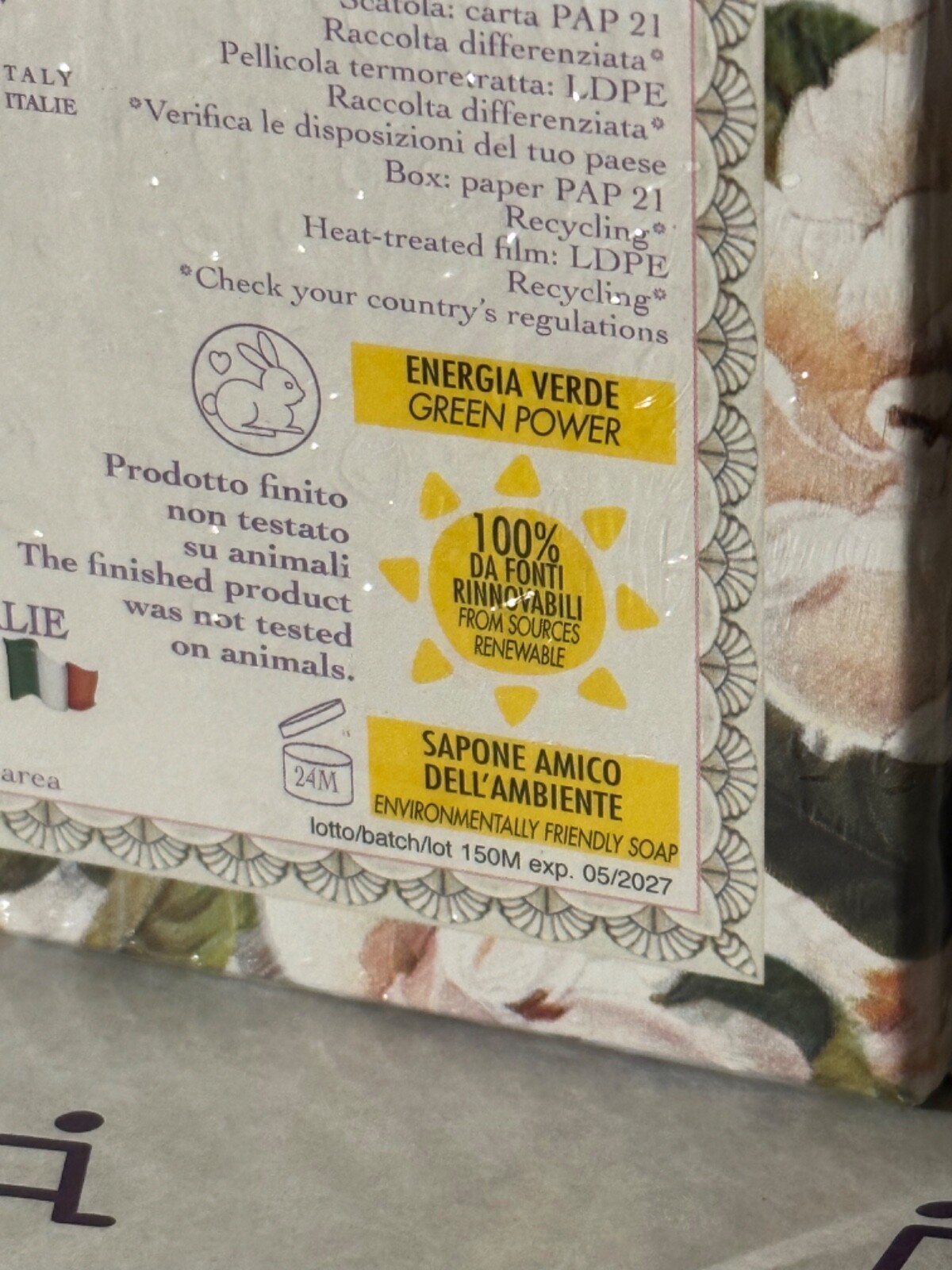 SAPONIFICIO ARTIGIANALE FIORENTINO *GARDENIA * 3 x 4.40oz Handmade Tuscan Soap