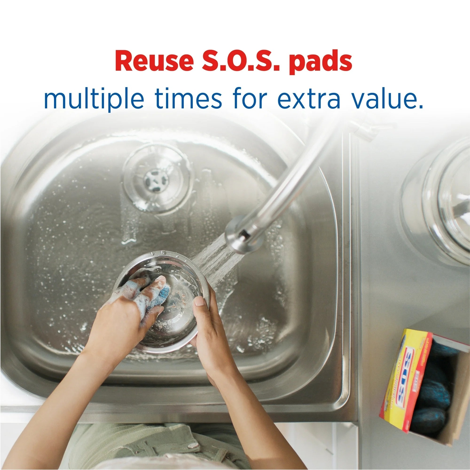 S.O.S Steel Wool Soap Pads 10 Count – Pack of 6 (Total 60 Pads)