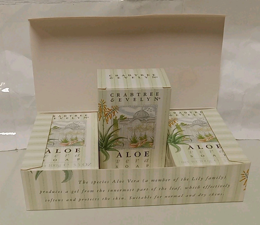 Crabtree Evelyn Aloe Vera Soap Boxed Set Of 3 100g Bars New Discontinued 1987