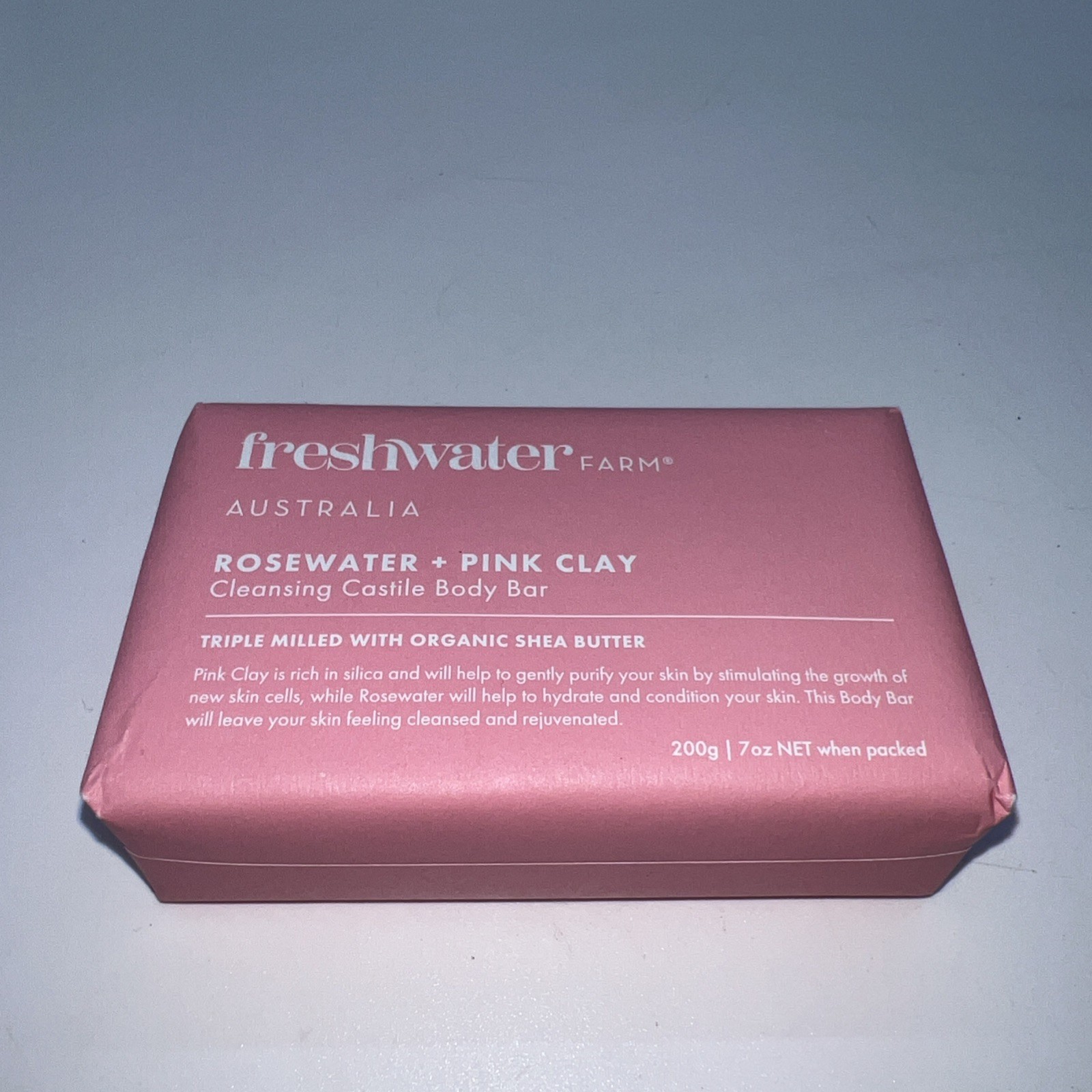 NEW Freshwater Farm Australia Rosewater & Pink Clay Cleansing Bar 200g