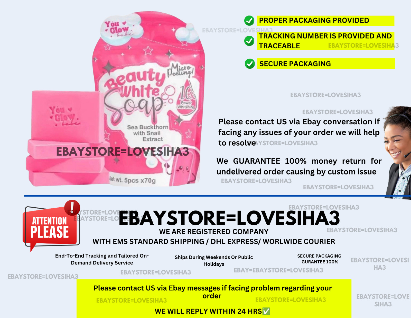 Beauty White Soap by You Glow Babe 5 Bars x 70g