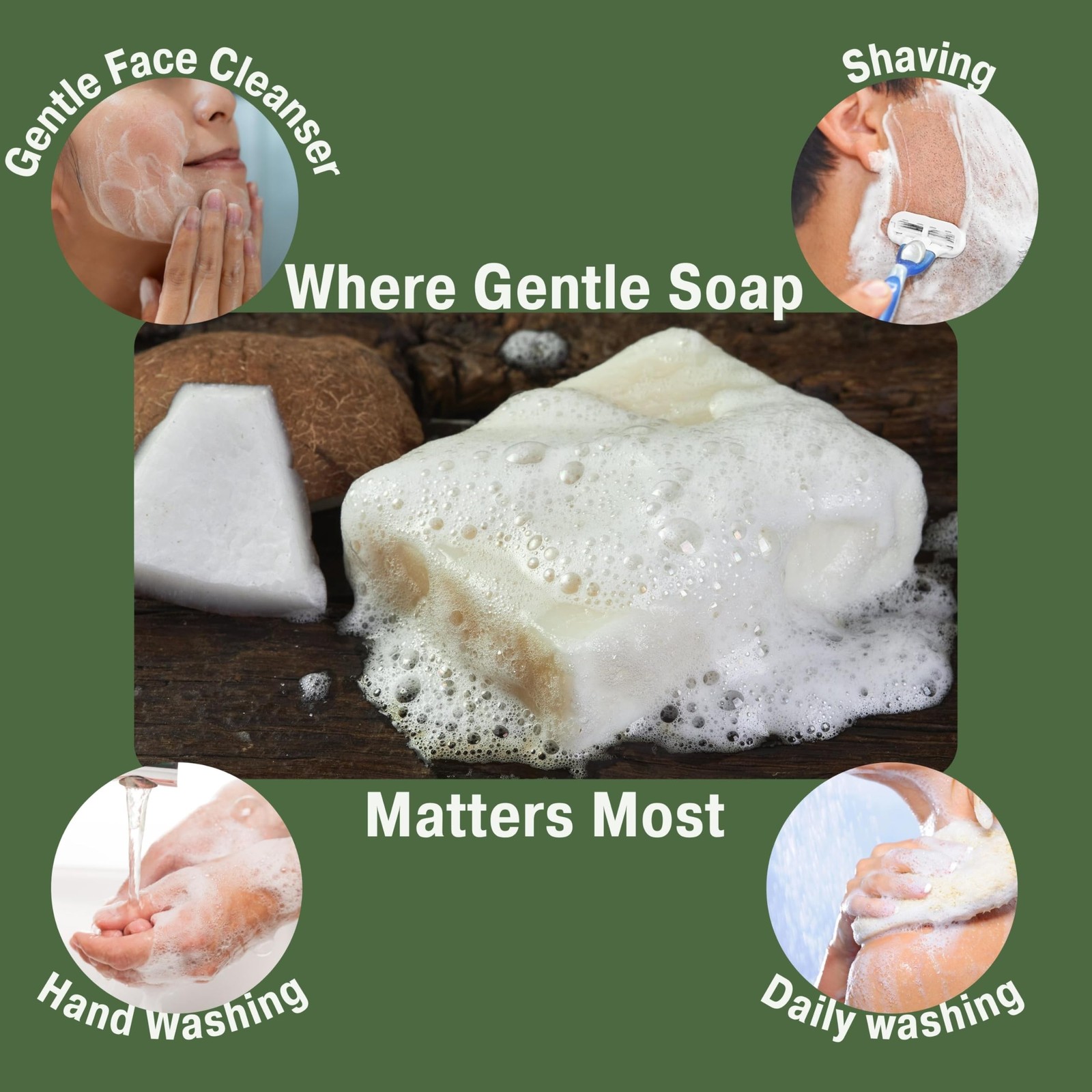 All Natural Unscented Bar Soap for Sensitive Skin 4 oz Vegan Handmade
