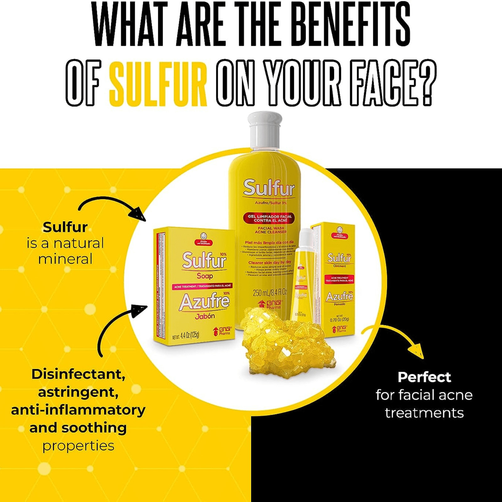 Grisi Sulfur Facial Soap Acne Treatment with Lanolin. 4.4 oz 2-Pack