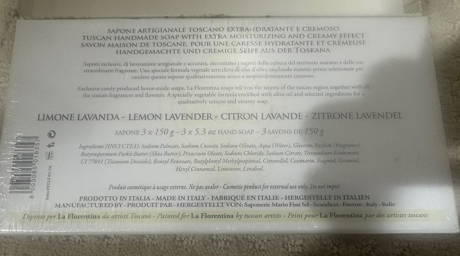 La Florentina 3×5.3 oz Luxury bar soap set Limone Lavanda Lemon Made In Italy