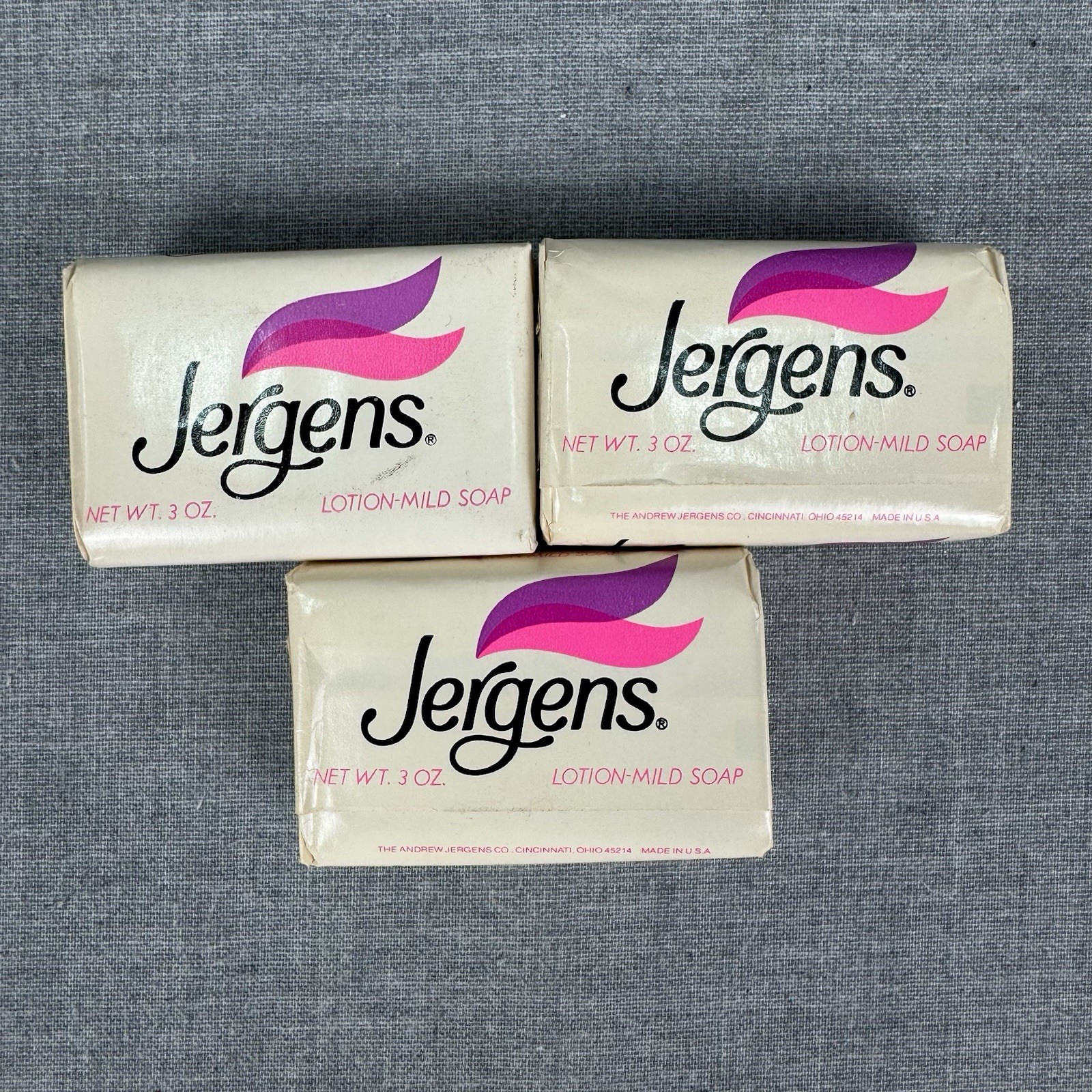 3 Jergens Bath Bar Lotion-Mild Soap 3 oz Facial Bath Vintage Three Bars Total