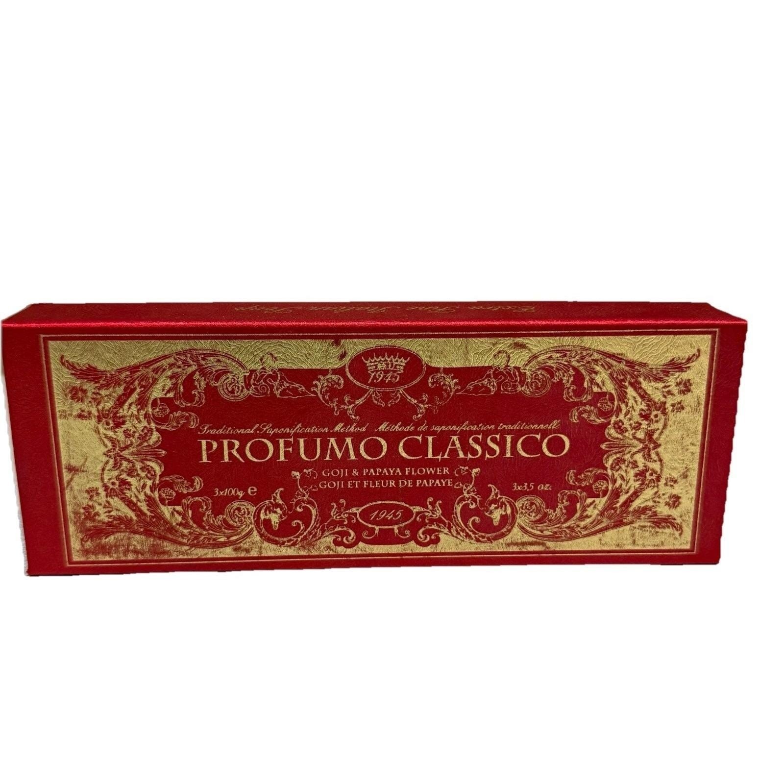 Saponificio Varesino Italy Gift Boxed 3 x 100g Goji and Papaya Flower Soaps NEW