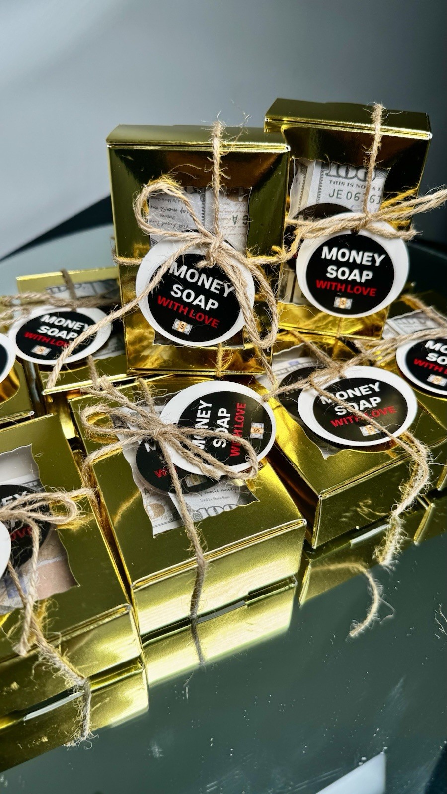 1 Glycerin Soap Bar with little Money Inside Orange & Honey / LIKE PHOTO