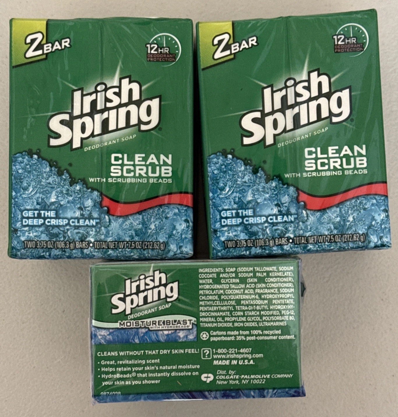 Irish Spring Deep Action Scrub Bar Soap Men 4- 3.7 & 2 – 3.2 oz Bars