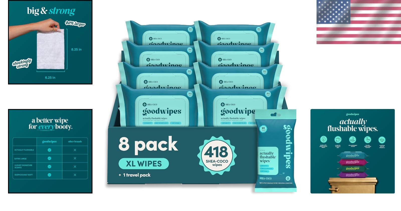 Flushable Shea-Coco Wet Wipes, 418 Count – Sewer Safe