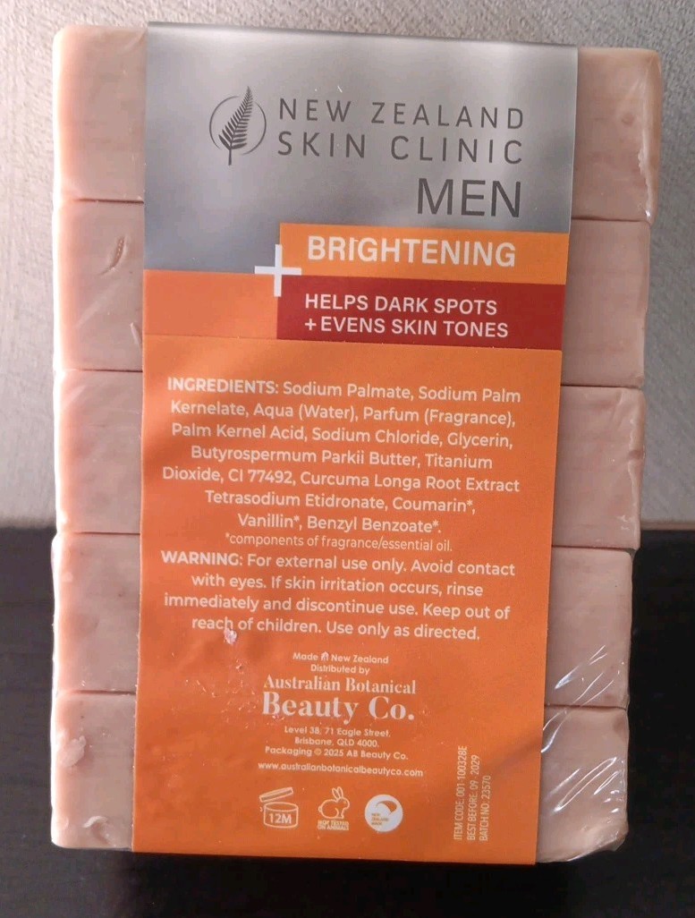 New Zealand Skin Clinic Men’s Soap 5 Bars – Turmeric & Shea Butter Bar Soap
