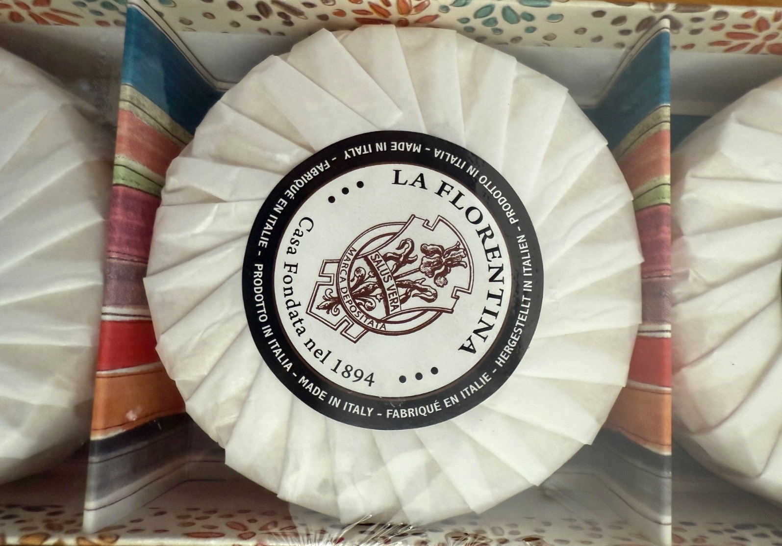 LA FLORENTINA Luxury Round Soap Vanilla Sandalwood Made in Italy (3) 4 oz Bars