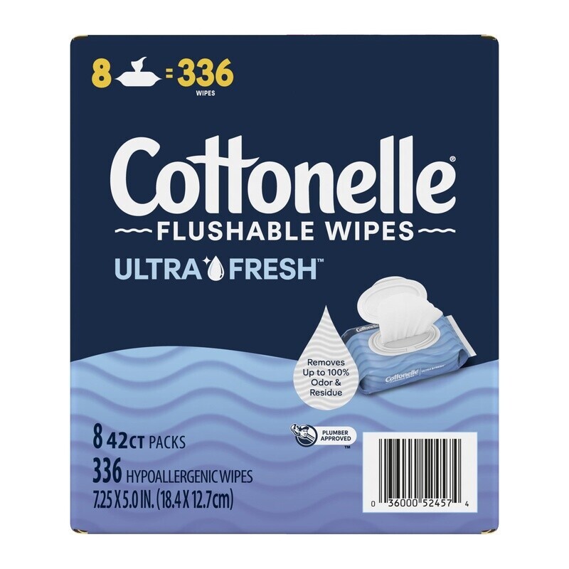 Flushable Wet Wipes Ultra Fresh 8 Flip Top Packs 336 Wipes Gentle Septic Safe US