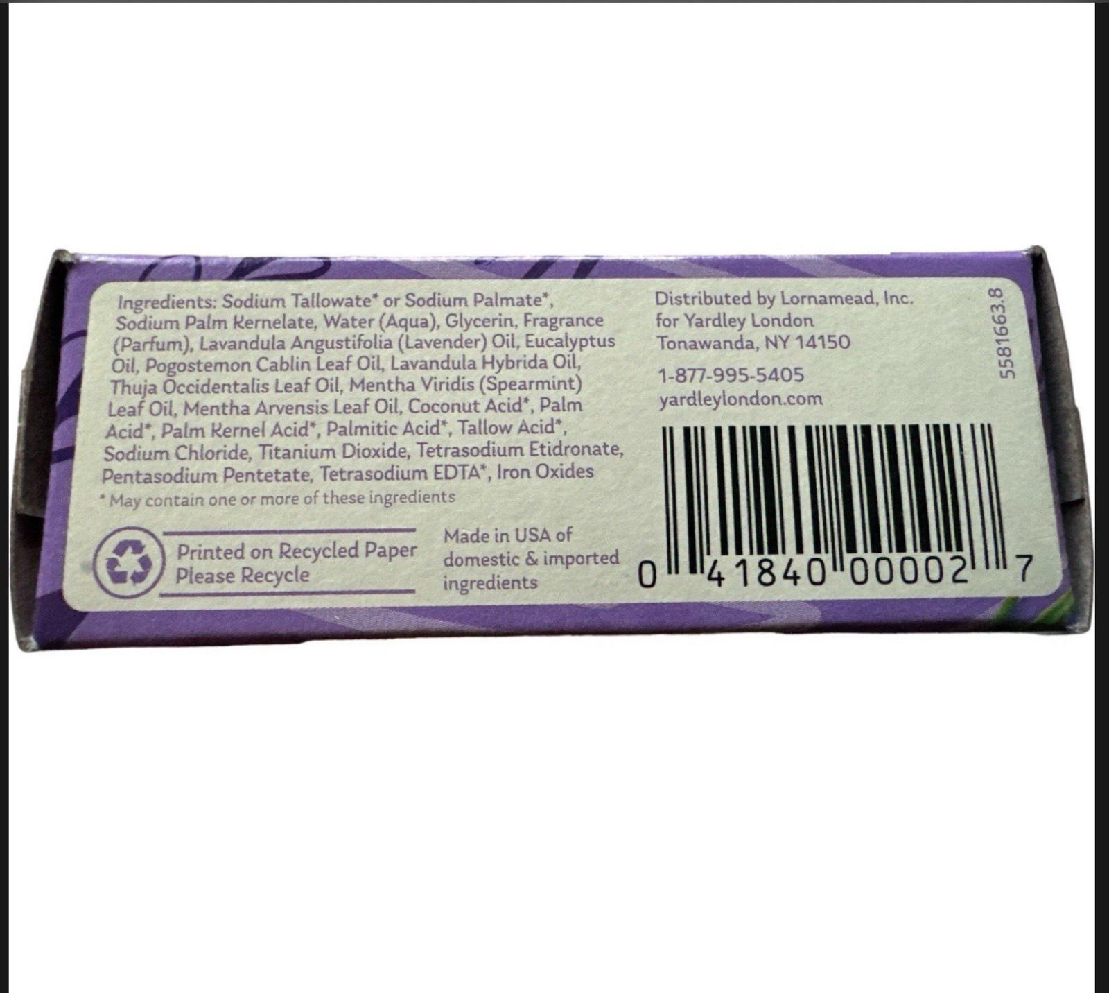 Yardley London English Lavender Nourishing Bath Bar 4.25 oz Lot Of 3
