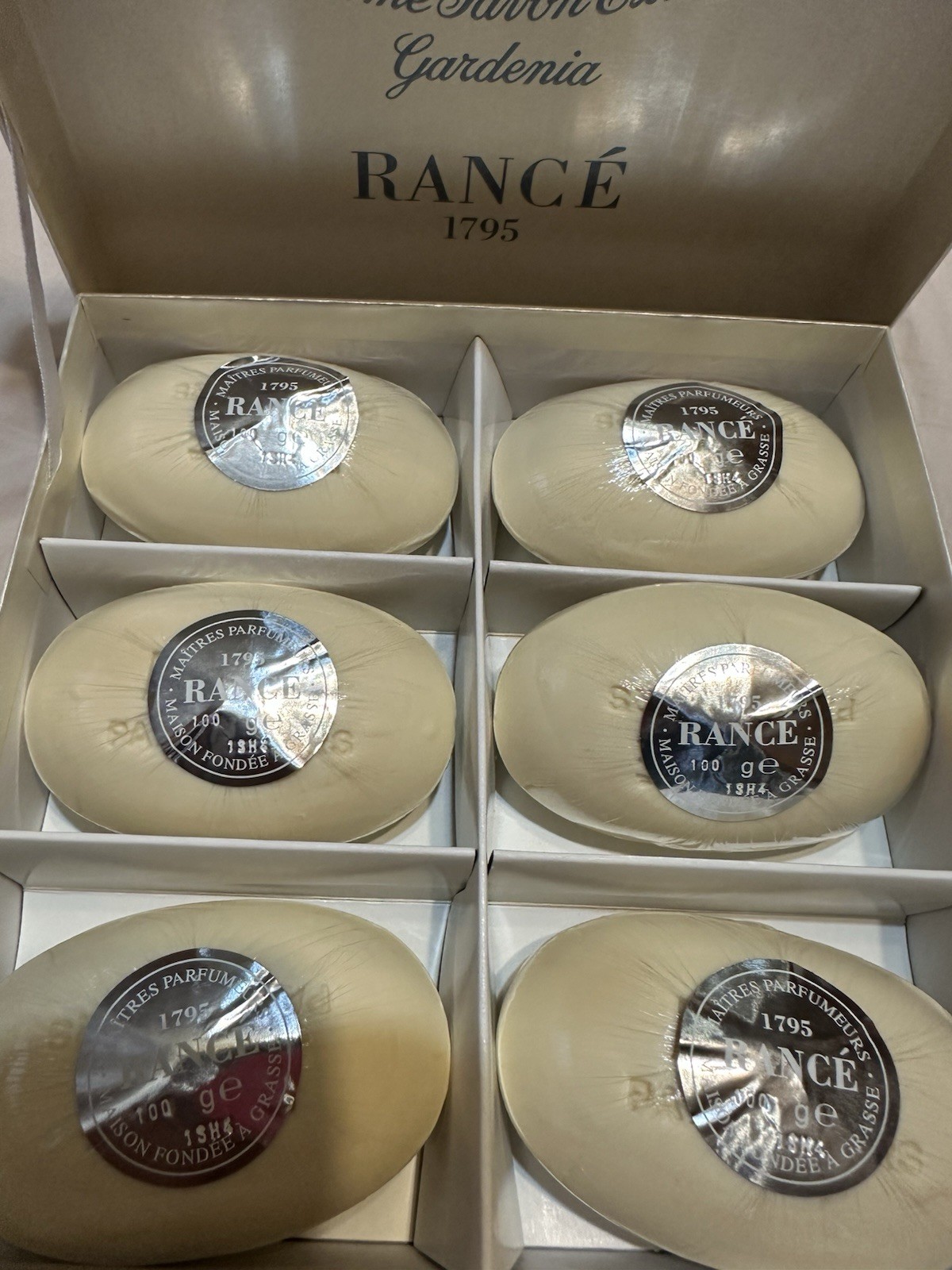 NEW Rancé Crème Savon Extra Gardenia 6-Pack Bath Soap Set Hands Body 100g each