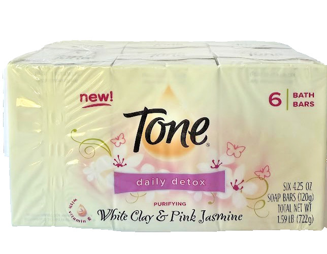 Tone Daily Detox Purifying White Clay & Pink Jasmine 6Bath Bars 4.25 oz Each