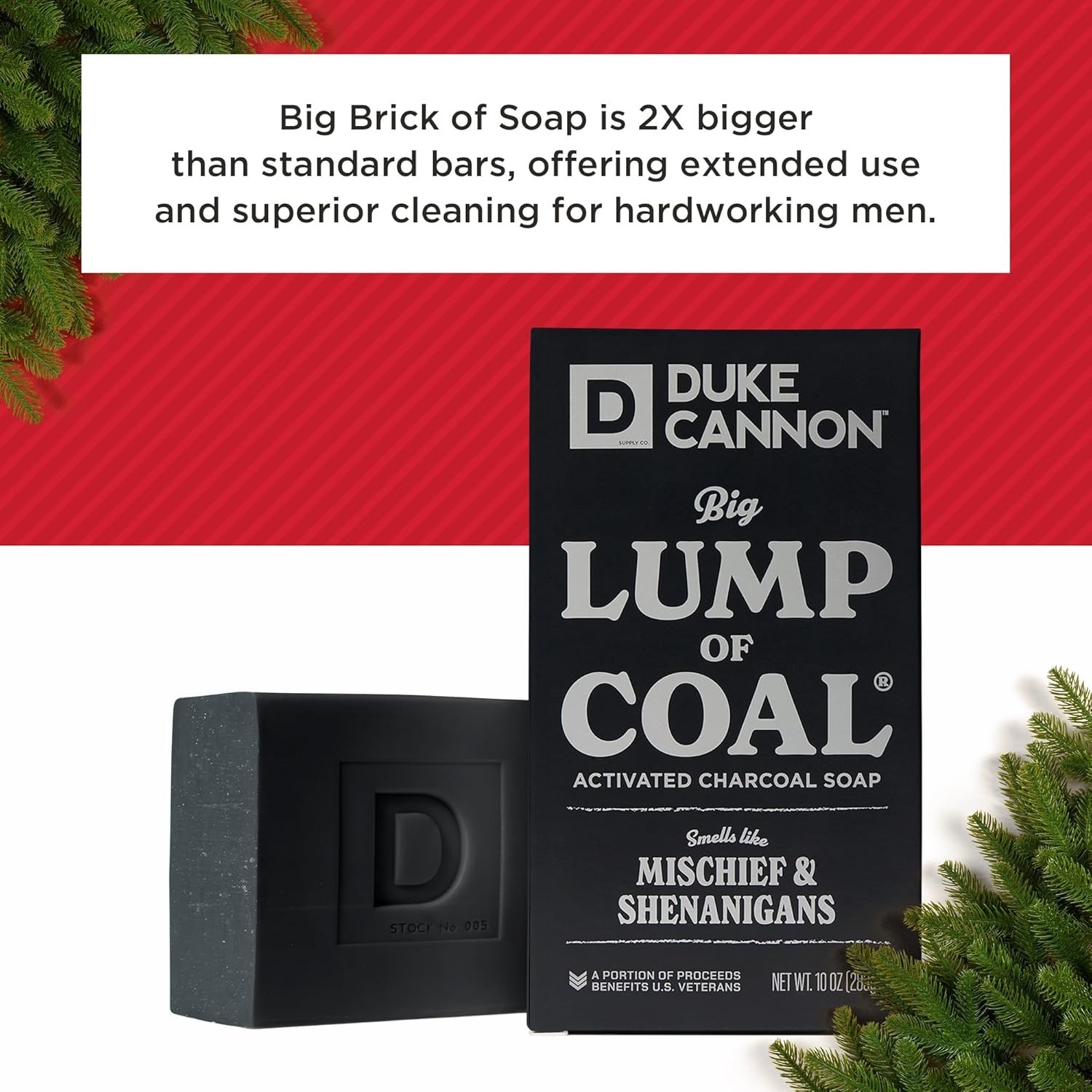 Duke Cannon Lump of Coal Holiday Soap 10oz XL 2-Pack Charcoal Bergamot Pepper