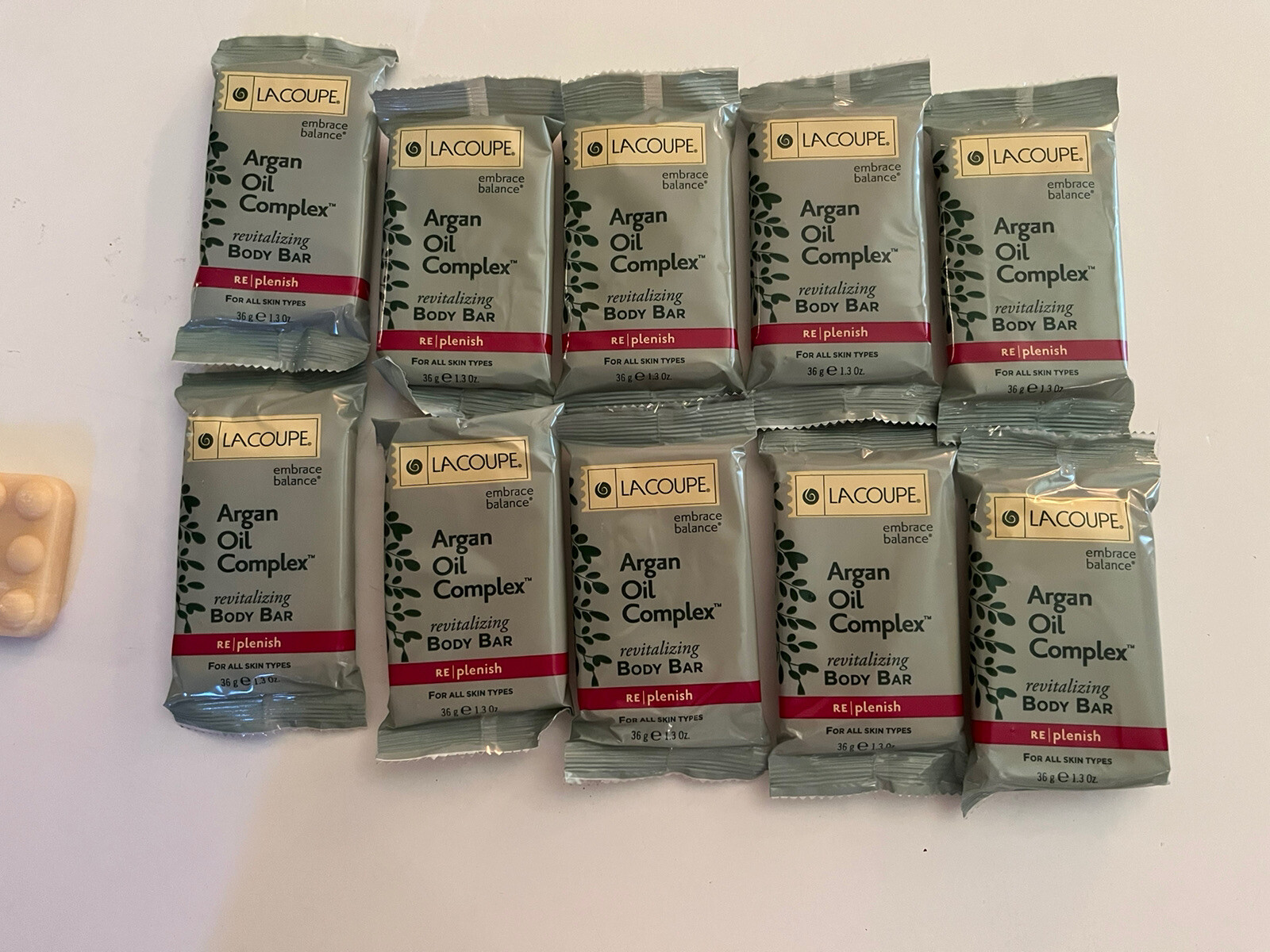 LaCoupe Argan Oil Complex Revitalizing Soap Lot of 10 1.3oz bars.