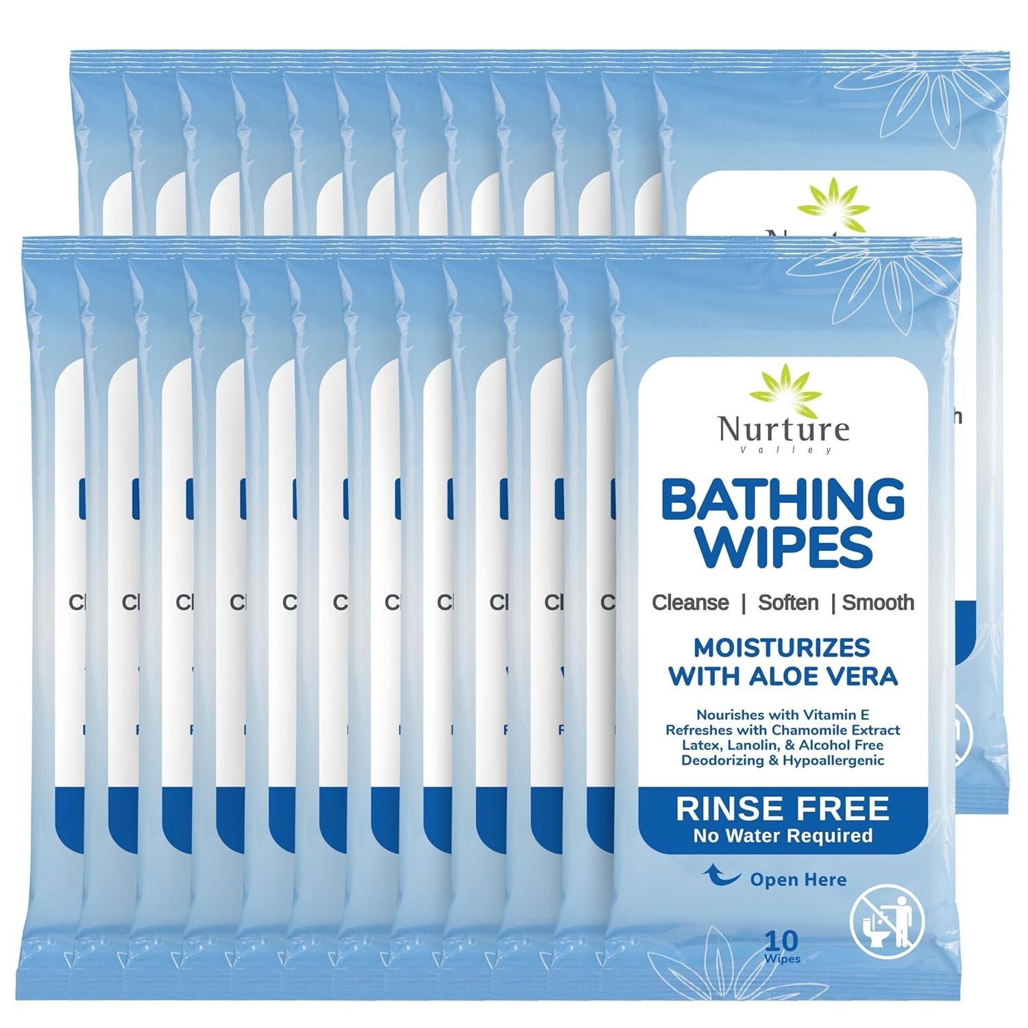 Nurture Rinse Free Bathing Wipes for Adults w/Aloe | Waterless Cleansing for …